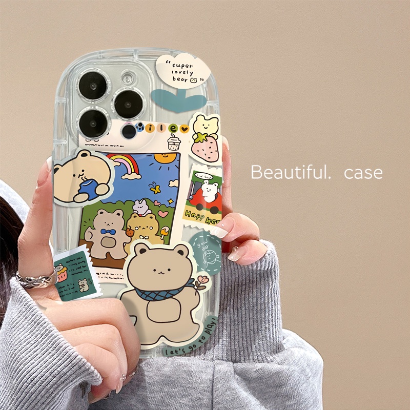 Ốp Điện Thoại Silicone Mềm Trong Suốt Chống Sốc In Hình Gấu Dễ Thương Cho IPhone 14 13 12 11 Pro Max XS X XR 8 + 7 Plus