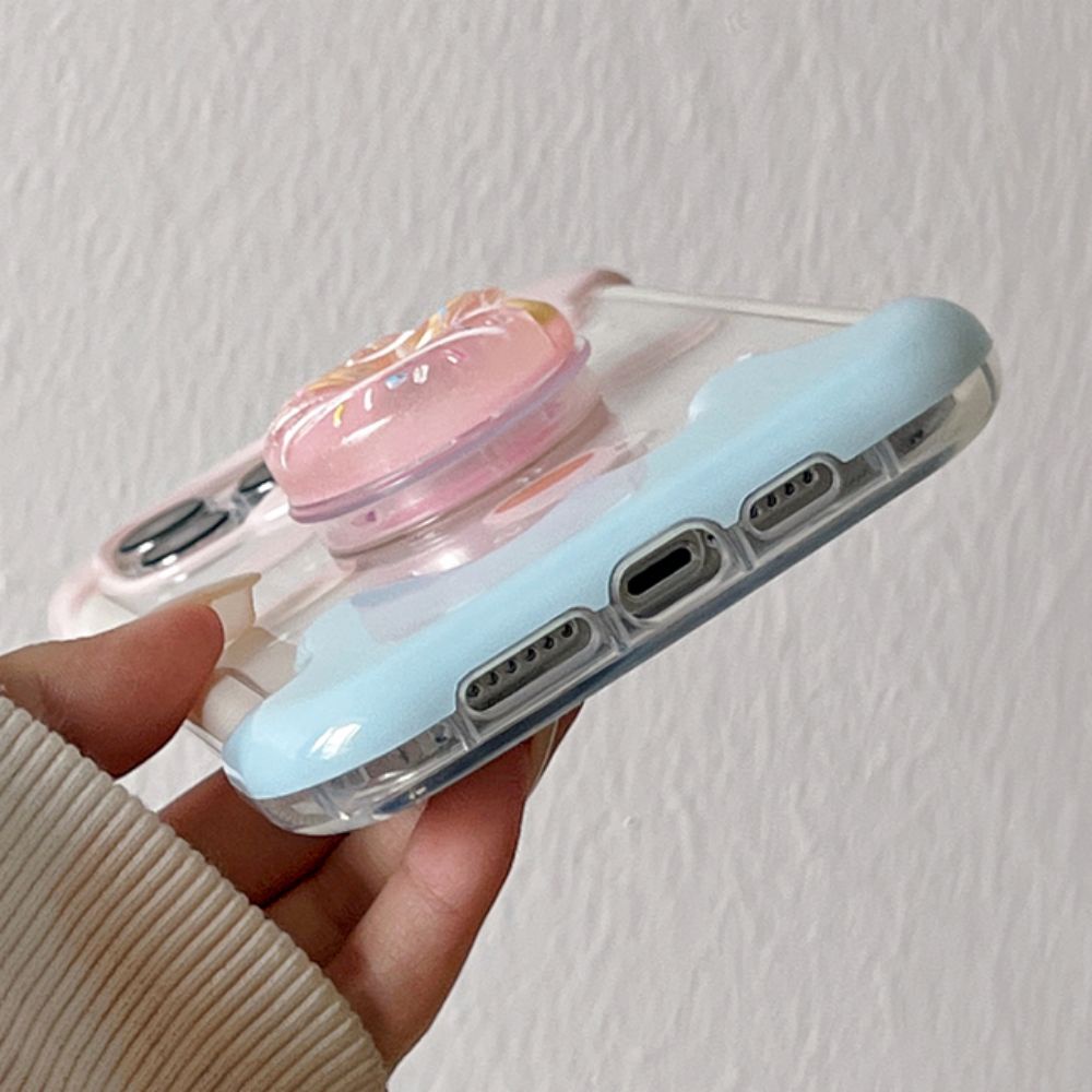 Ốp Điện Thoại TPU Mềm Chống Sốc Có Giá Đỡ Hình Bánh Donut Cho IPhone 11 14 13 12 Pro Max