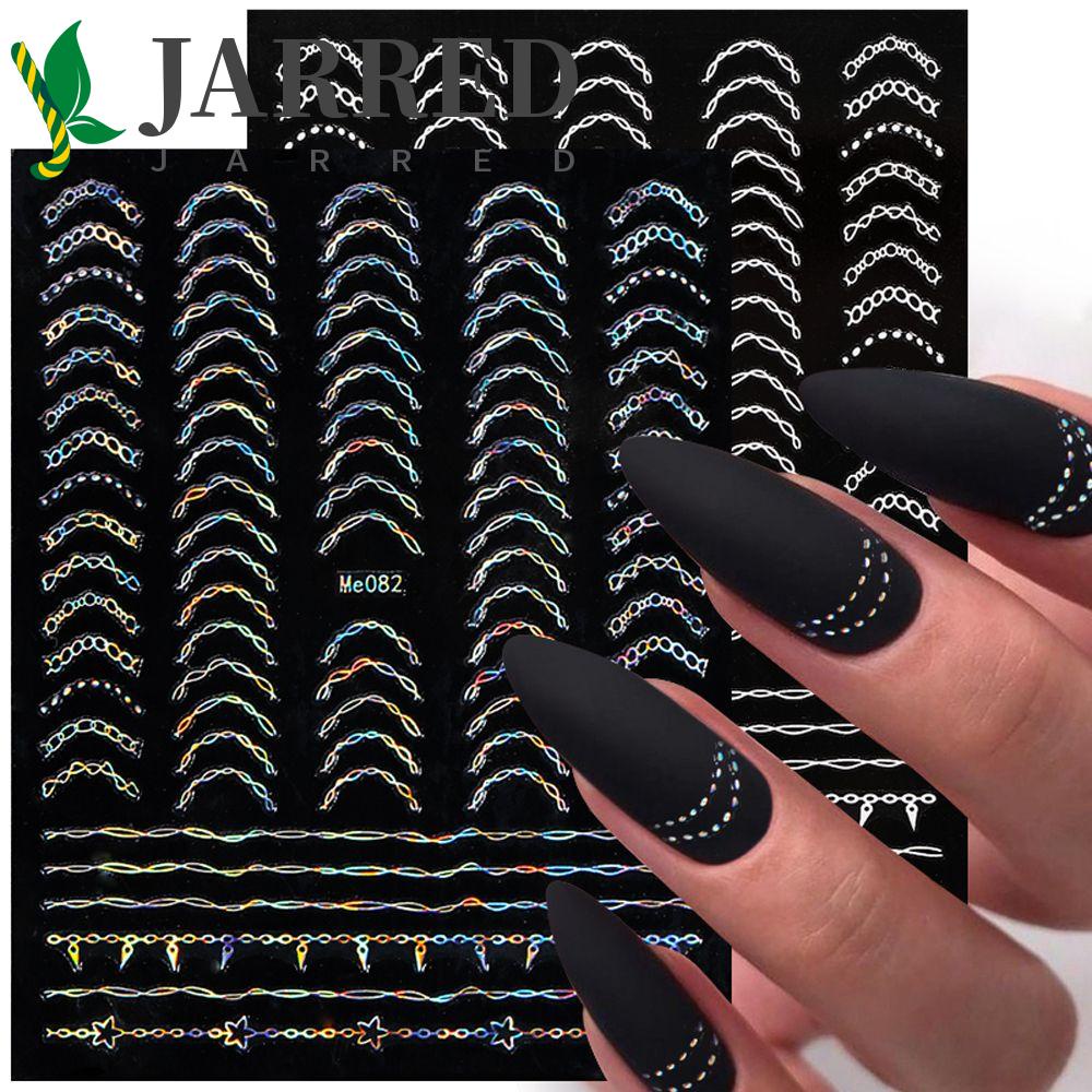 JARRED Miếng Dán Trang Trí Móng Tay 3D Phản Quang Lấp Lánh Phong Cách Pháp