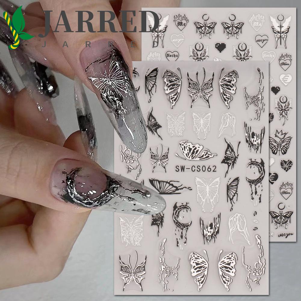 JARRED Miếng Dán Trang Trí Móng Tay Họa Tiết Bướm Trái Tim Mặt Trăng Phong Cách Hàn Quốc Xinh Xắn