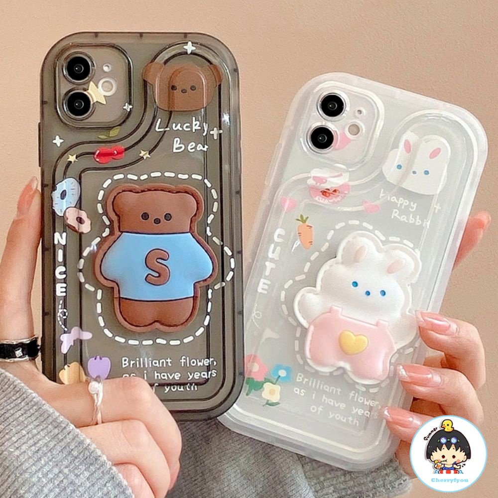 Ốp Điện Thoại TPU Mềm Hình Gấu Thỏ 3D Cho Iphone 11 14 13 12 Pro Max Xr Xs Max 7 8 Plus Se