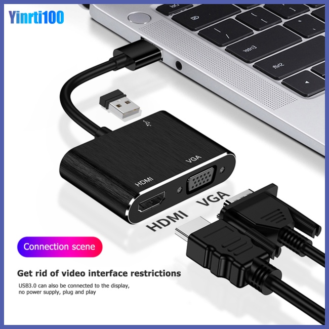 Bộ Chuyển Đổi Đa Cổng Usb 2.0 Sang Hdmi 3 Trong 1 Cho Windows 7 / 8 / 10 Os