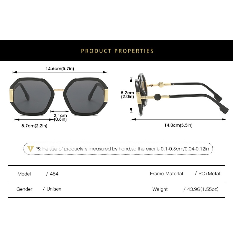 Kính Mát Thời Trang Khung Đa Giác Bằng Polygonal Mẫu Mới 2023 Phong Cách Ins Network Red Same Metal