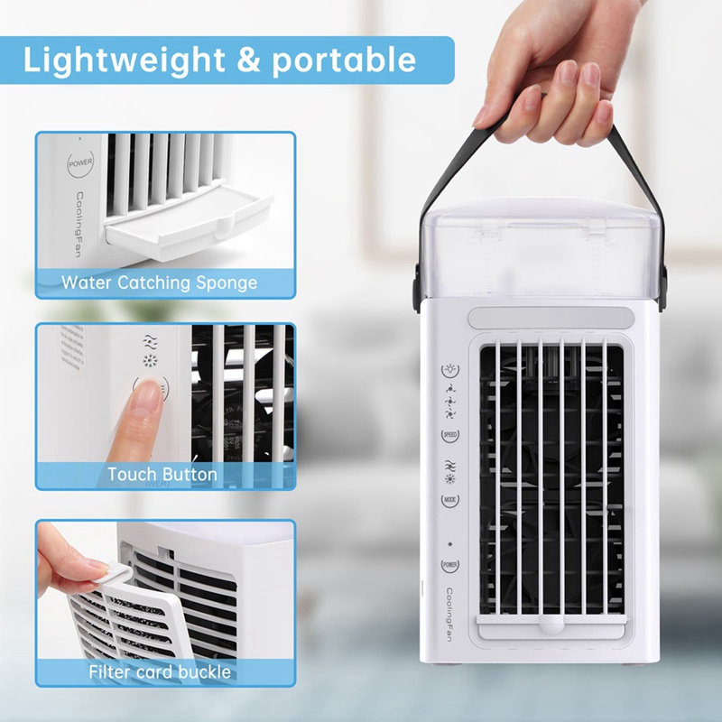 1 Quạt Điều Hòa Không Khí Để Bàn 3 Trong 1 Tích Hợp Đèn LED 3 Tốc Độ Và 7 Màu Cho Phòng Ngủ