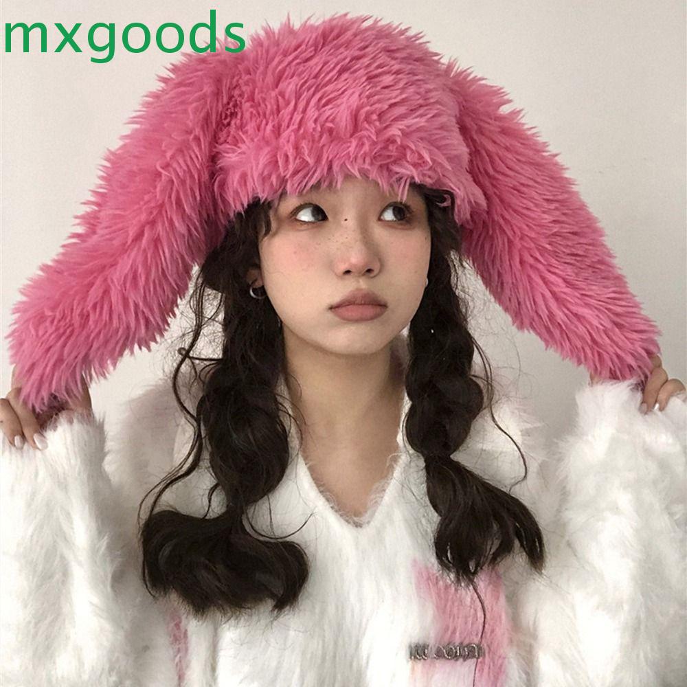 Mũ Bonnet Hình Tai Thỏ Bằng Lông Nhung Mềm Mại Dễ Thương Xinh Xắn