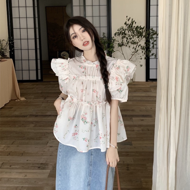 Áo Thun Ngắn Tay Dáng Rộng In Hoa Thời Trang Mùa Hè Dễ Phối Đồ