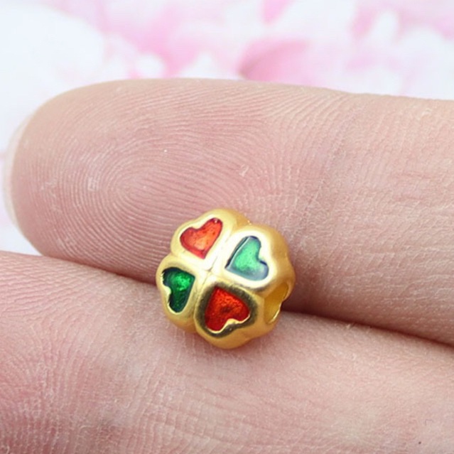 GIÁ SỈ  Charm cỏ 4 lá mạ vàng 2 màu - PL184 [Hàng loại 1 - SIÊU ĐẸP]