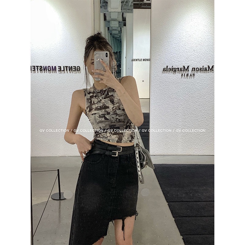 Áo Ngắn Không Tay In Họa Tiết Graffiti Thời Trang Mùa Hè 2023 Cho Nữ