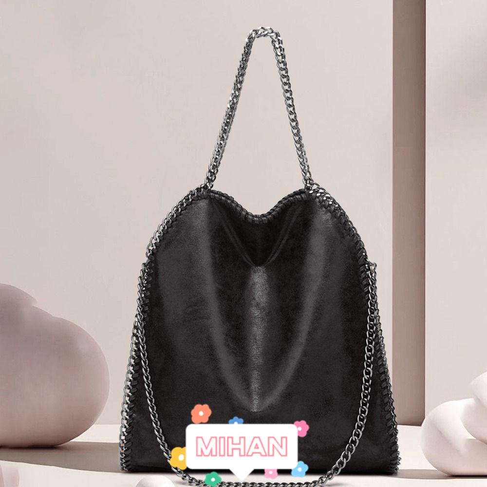 Túi Da Pu Đen Đeo Dưới Cánh Tay Phối Dây Xích MIHAN1 Thời Trang Cho Nữ