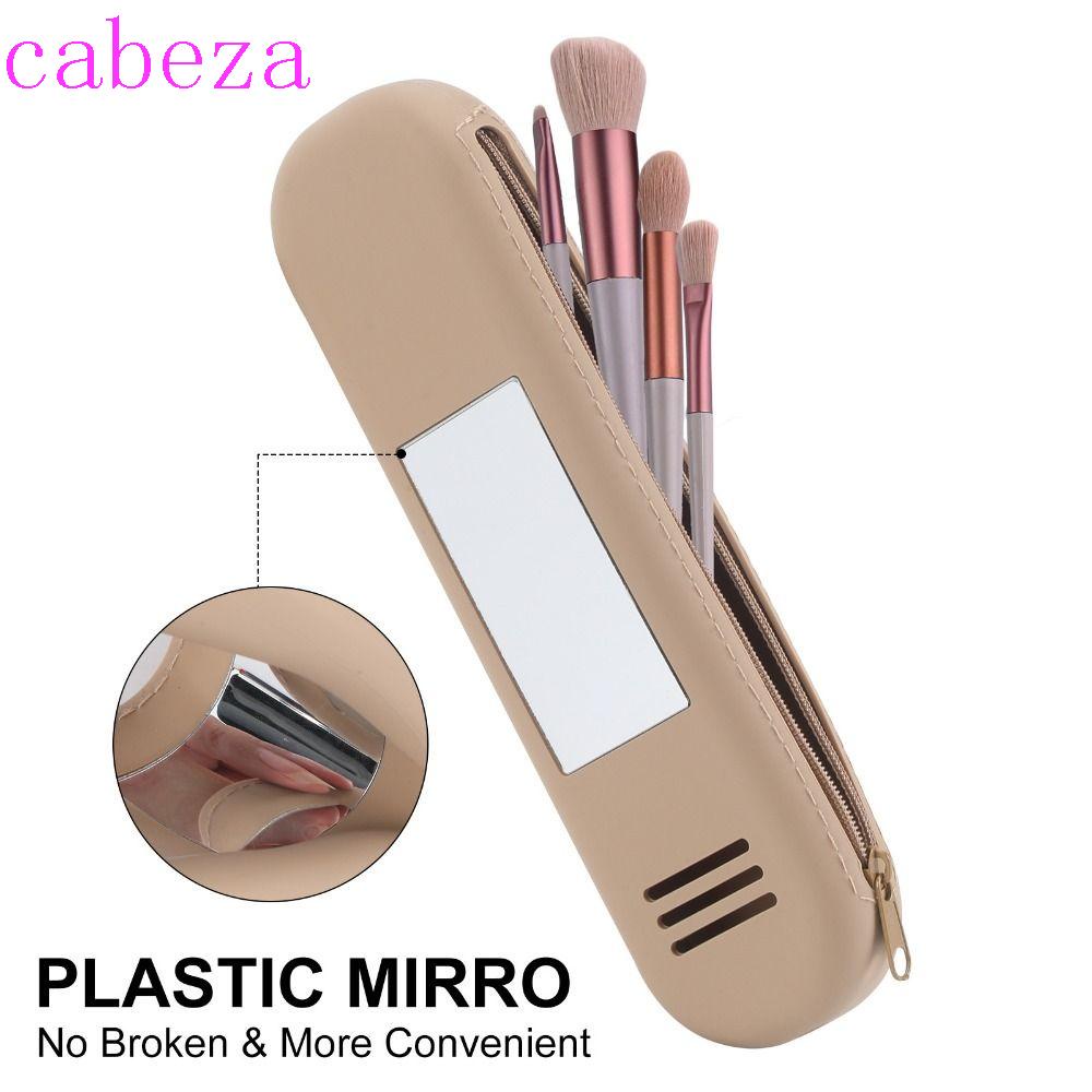 Túi Đựng Cọ Trang Điểm Mềm Có Khóa Kéo Và Gương Tiện Dụng