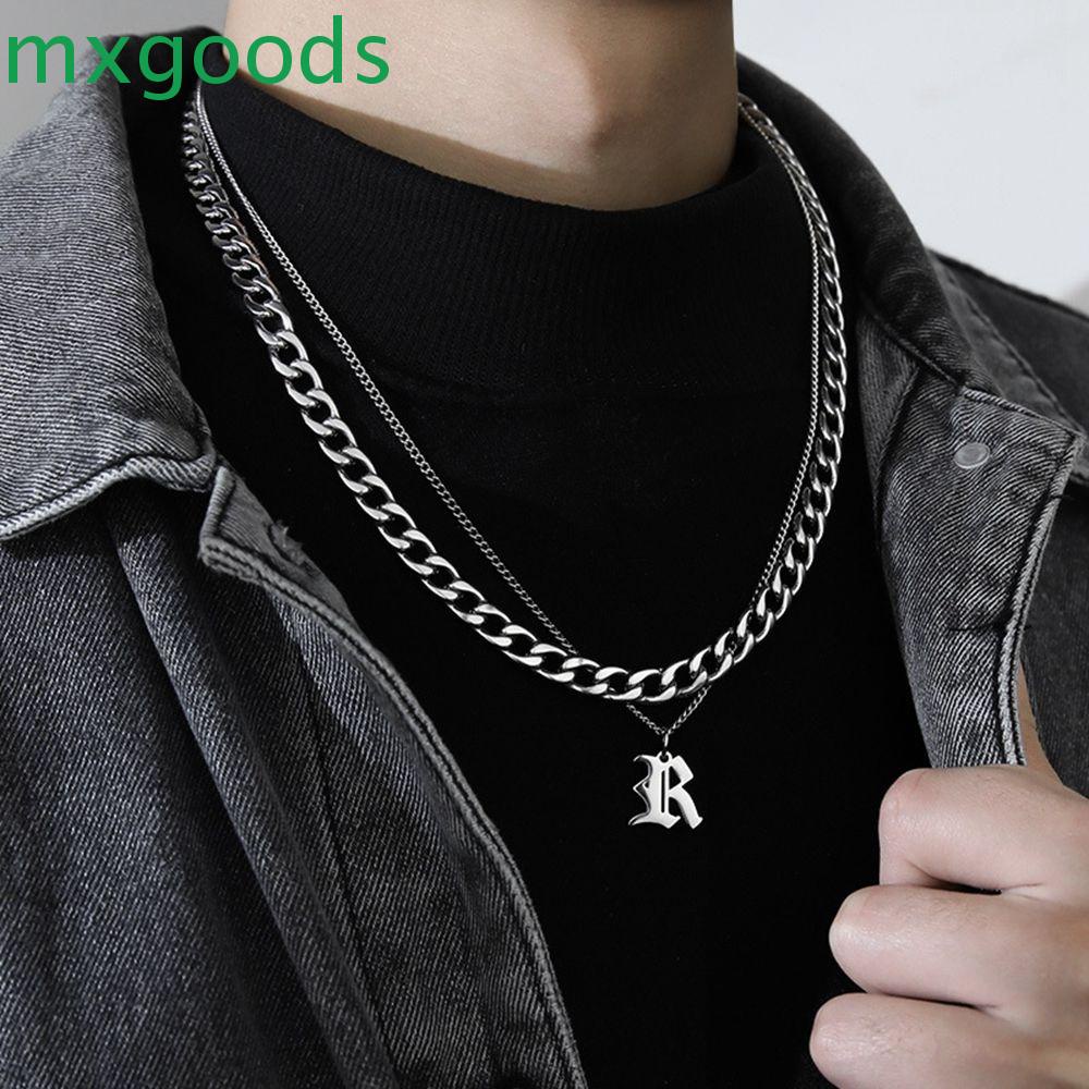 Vòng cổ Hai Lớp Bằng Thép Titan Dày Phong Cách Hip Hop Hàn Quốc Thời Trang Cho Nữ