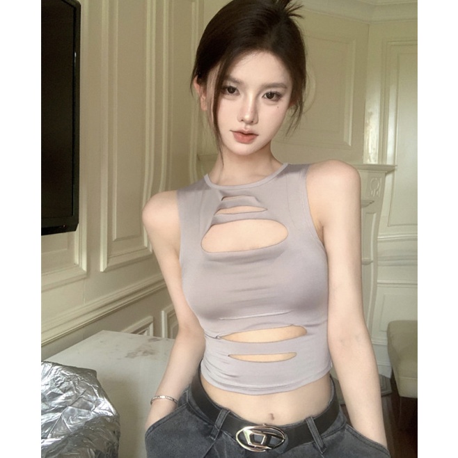 NZN Áo Croptop Hai Dây Màu Sắc Trơn Phong Cách Hàn Quốc Quyến Rũ Cho Nữ