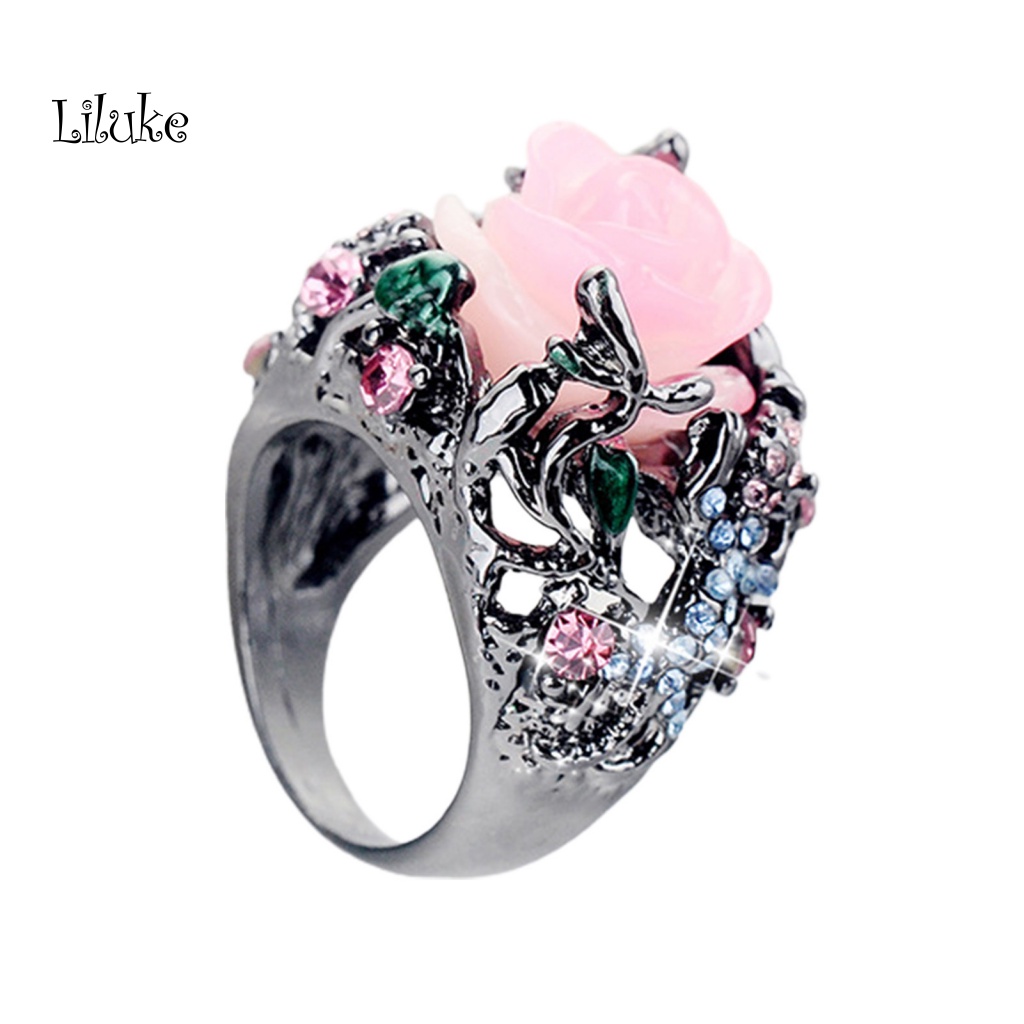 Nhẫn Hợp Kim Trang Trí Hoa Đính Đá Thời Trang Cho Nữ