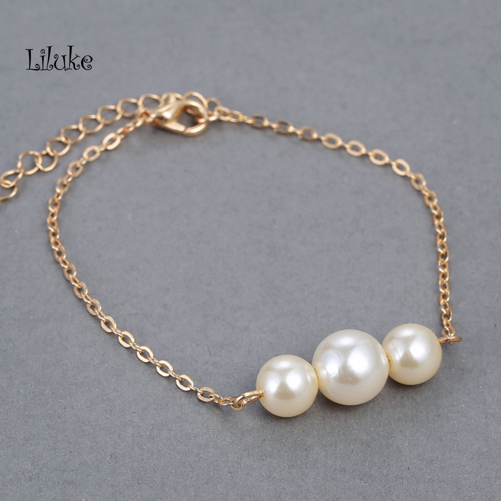 Vòng Tay Hợp Kim Trang Trí Ngọc Trai Giả Thời Trang Cho Nữ