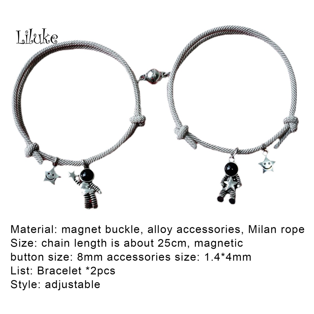 1 Cặp Vòng Tay Nam Châm Mặt Hình Phi Hành Gia Hoạt Hình Dễ Thương Cho Cặp Đôi