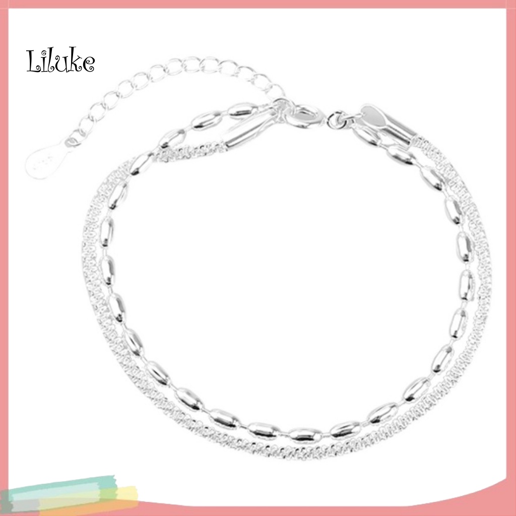 Vòng Tay Hợp Kim Đính Đá Màu Trơn Hai Lớp Xinh Xắn Cho Nữ