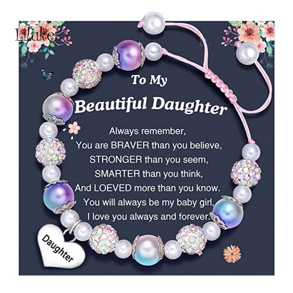 Lk Vòng Đeo Tay Nối Dài Tua Rua Đính Đá Ngọc Trai Giả Màu Tương Phản Chữ Touching Có Thể Điều Chỉnh