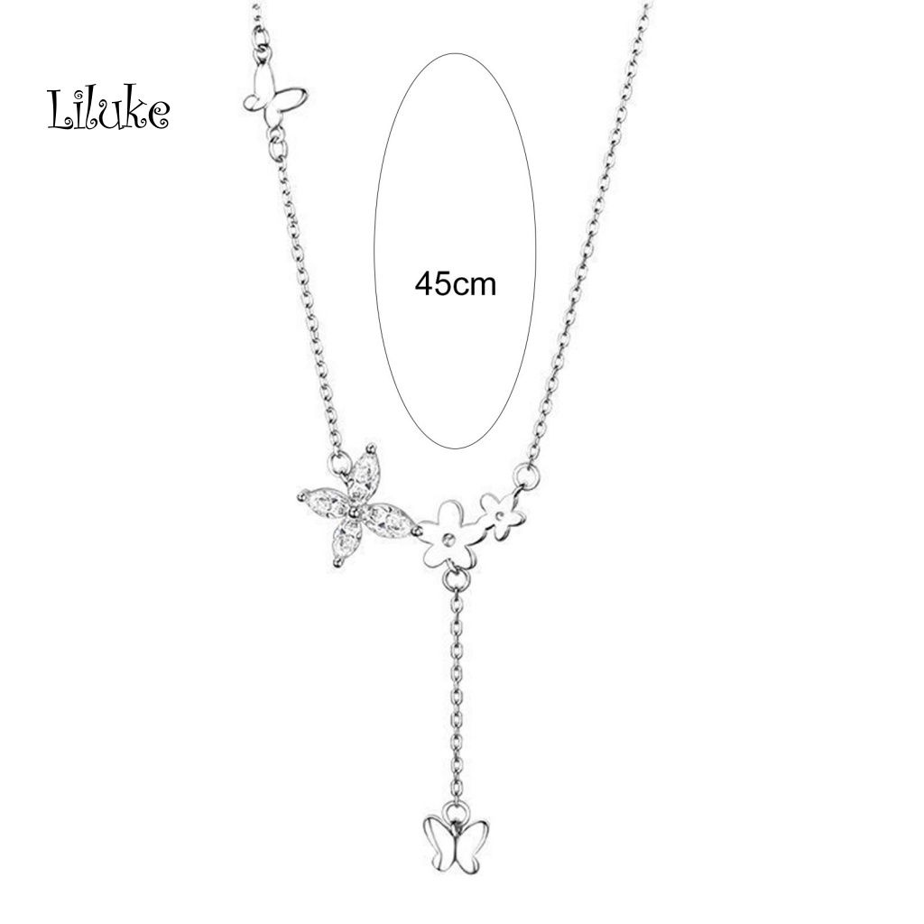 Vòng cổ Hợp Kim Trang Trí Mặt Hình Bươm Bướm Đính Đá Lấp Lánh Cho Nữ