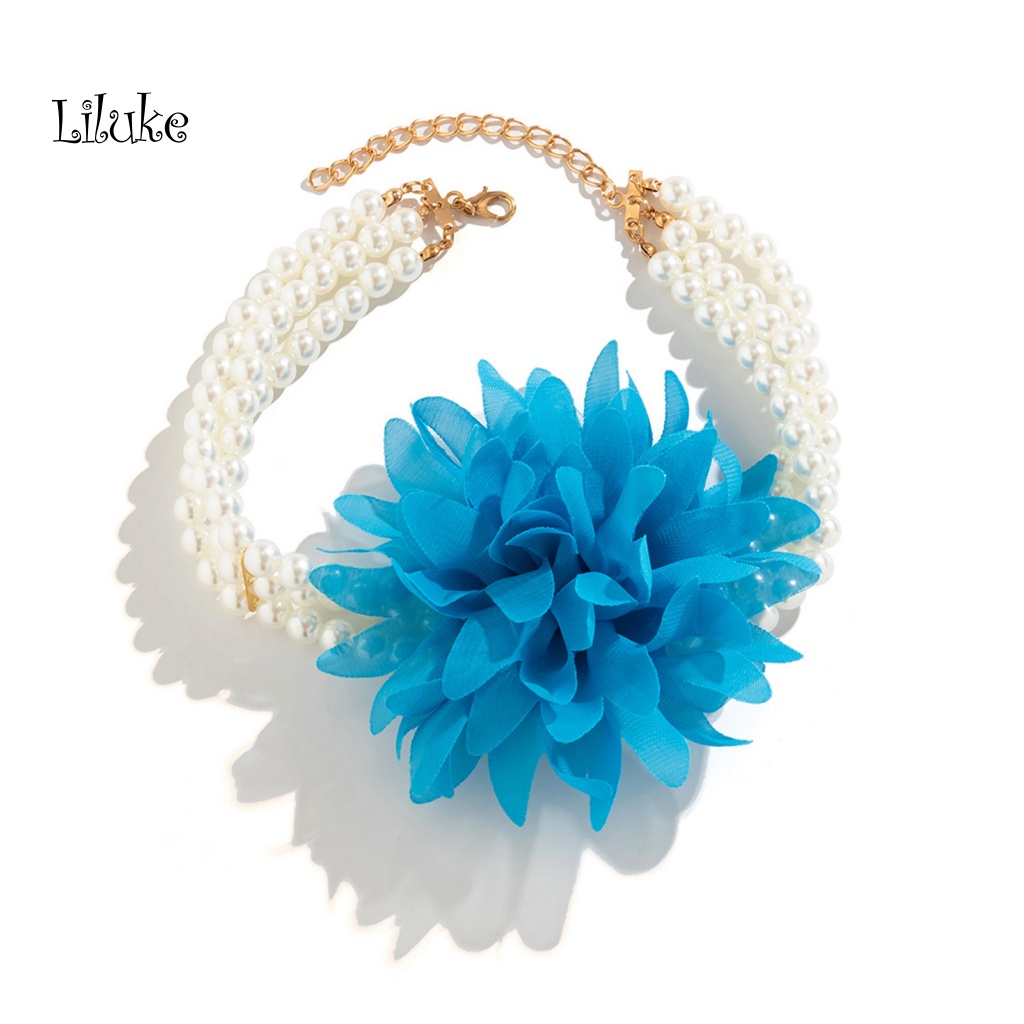 Vòng cổ Hợp Kim Trang Trí Hoa Đính Ngọc Trai Giả Xinh Xắn Cho Nữ