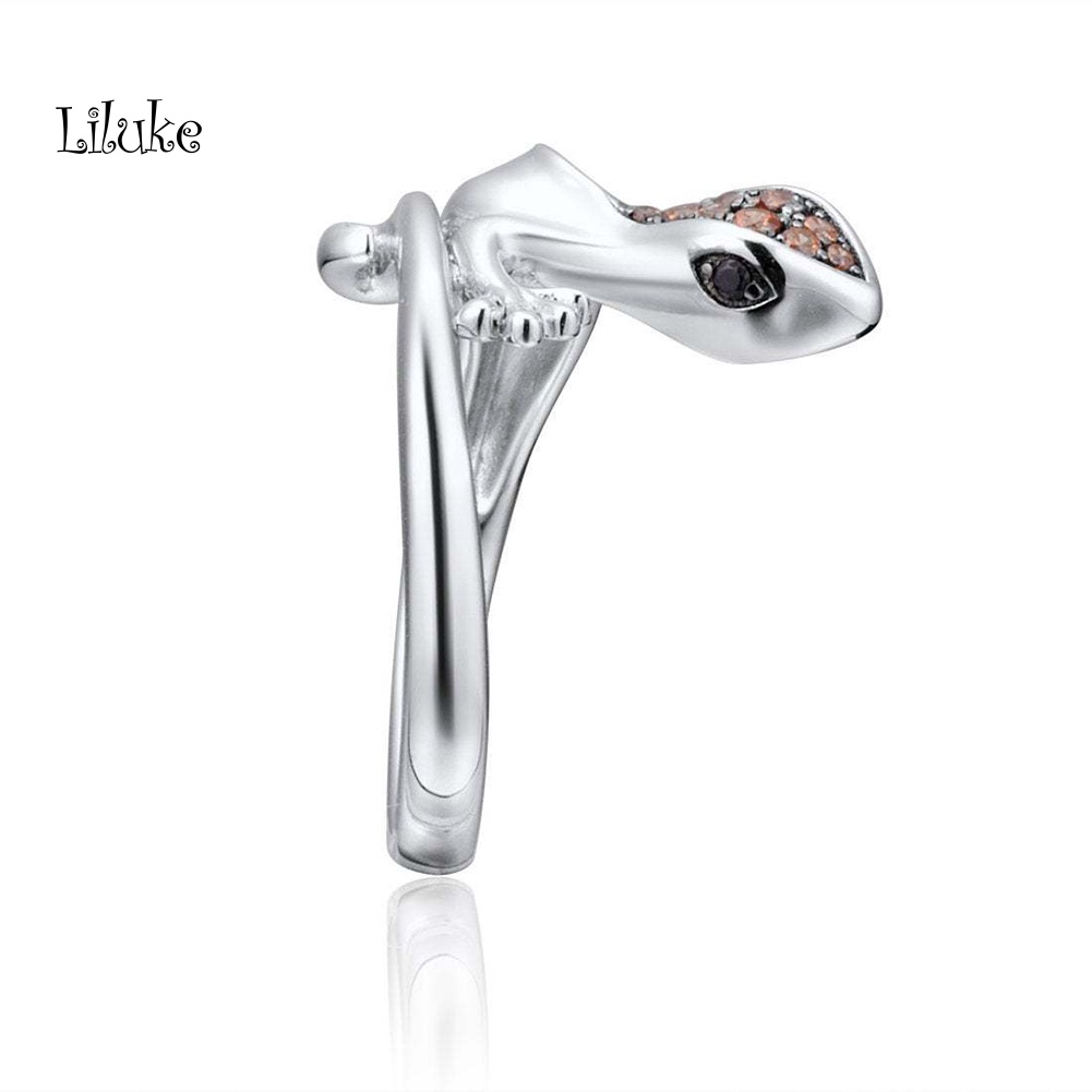 Bộ Trang Sức Vòng cổ / Nhẫn / Bông Tai Hình Thằn Lằn Đính Đá Thời Trang Cho Nữ