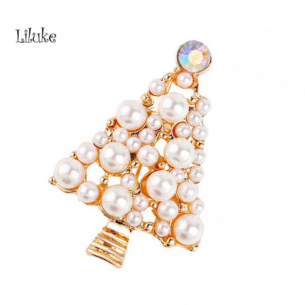 Ghim Cài Áo Hình Cây Thông Đính Ngọc Trai Xinh Xắn