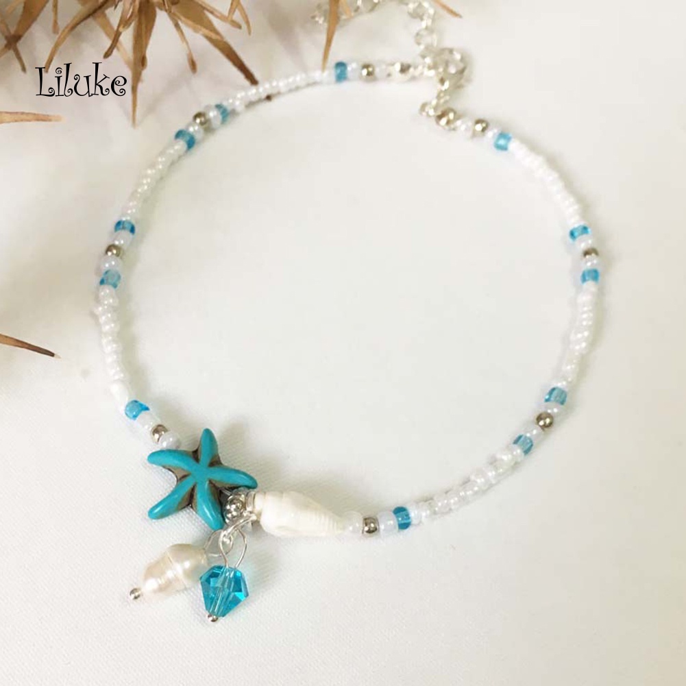 Lắc Chân Hợp Kim Trang Trí Vỏ Sò Và Sao Biển Đính Đá Thời Trang Cho Nữ