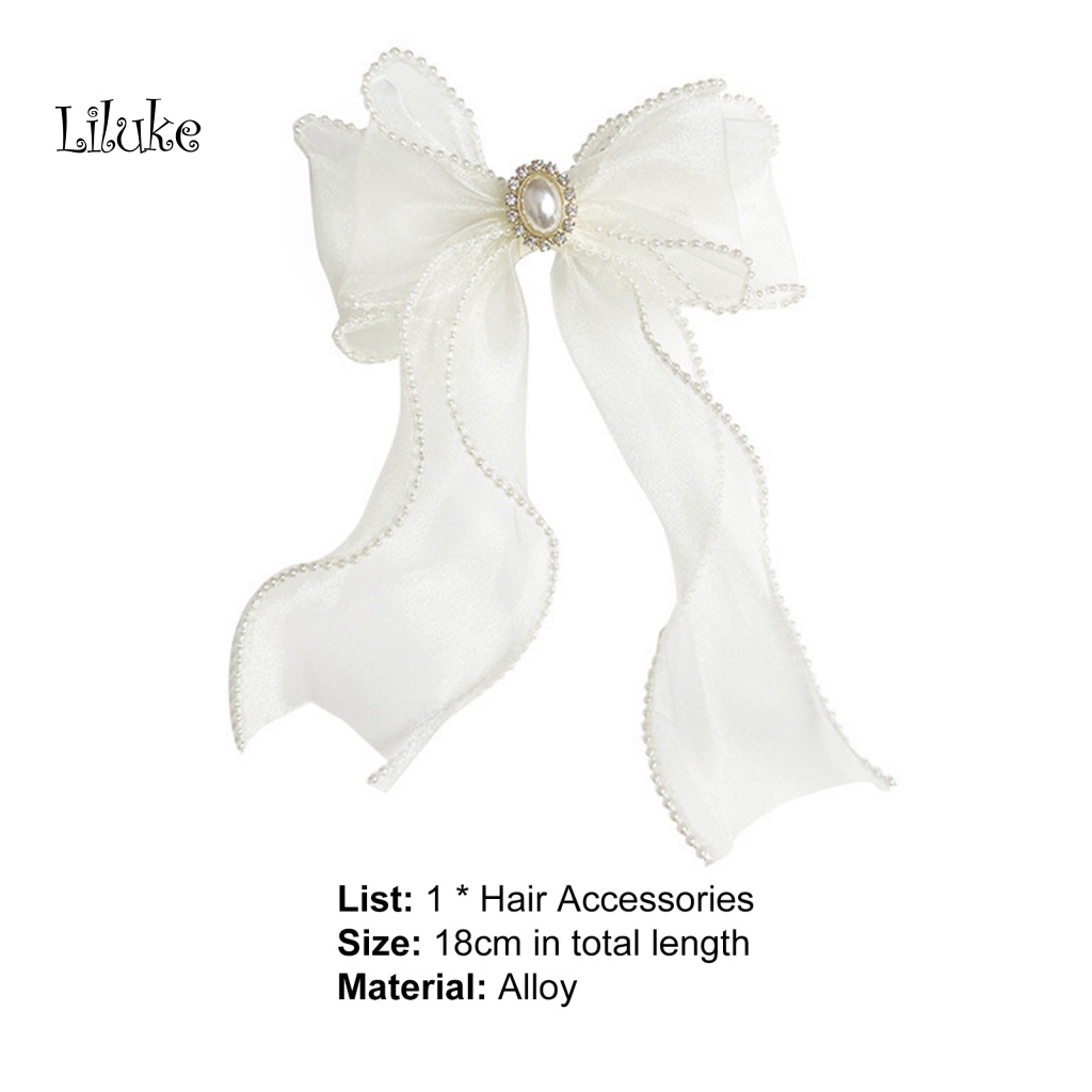 Kẹp Tóc Chống Trượt Đính Nơ Lưới Xuyên Thấu Kiểu Dáng Ngọt Ngào Nữ Tính