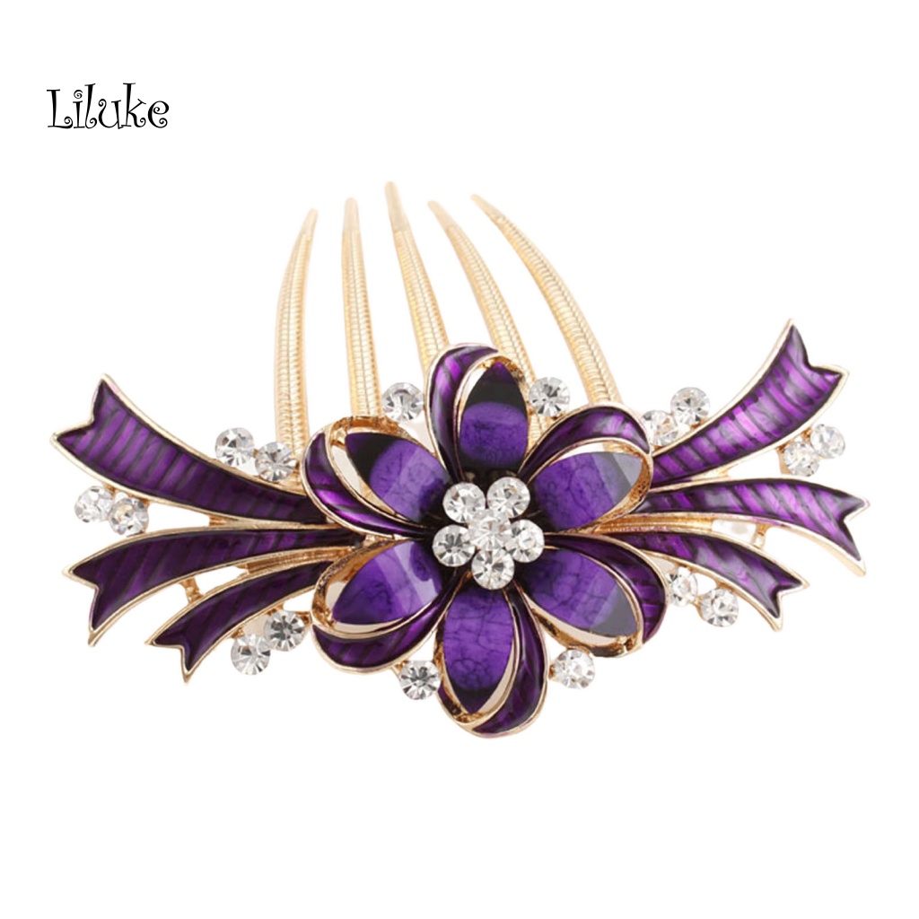 Lược Cài Tóc Trang Trí Hoa Đính Đá Xinh Xắn Cho Nữ