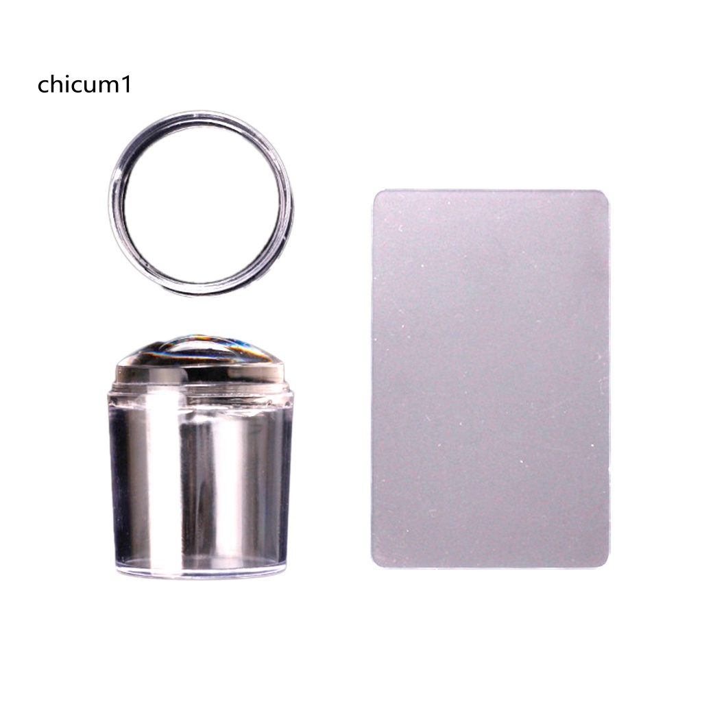 1 Bộ Dụng Cụ In Dấu Trang Trí Móng Tay Bằng Silicon Trong Suốt Kèm Dụng Cụ Cạo Tiện Dụng