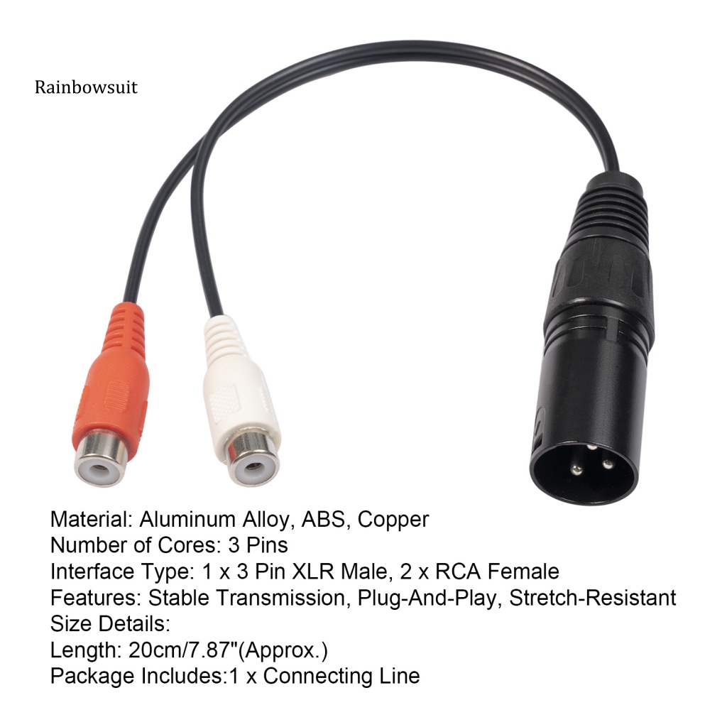 Cáp Chuyển Đổi Âm Thanh Từ 3pin XLR Sang 2 RCA Chống Áp Lực Cho Máy Tính