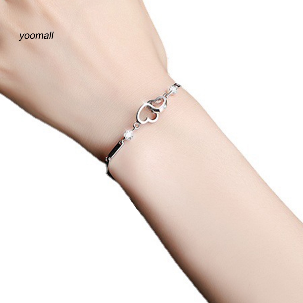 Yo / Vòng Đeo Tay Chuỗi Xích Bắt Mắt Bằng Đồng Hình Trái Tim Quyến Rũ Dành Cho Nữ