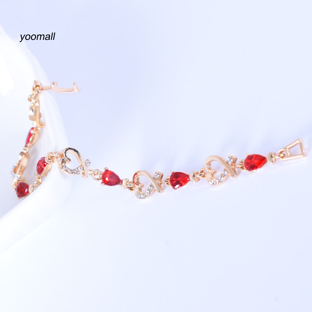 Vòng Tay Hợp Kim Đính Đá Hình Trái Tim Xinh Xắn Cho Nữ