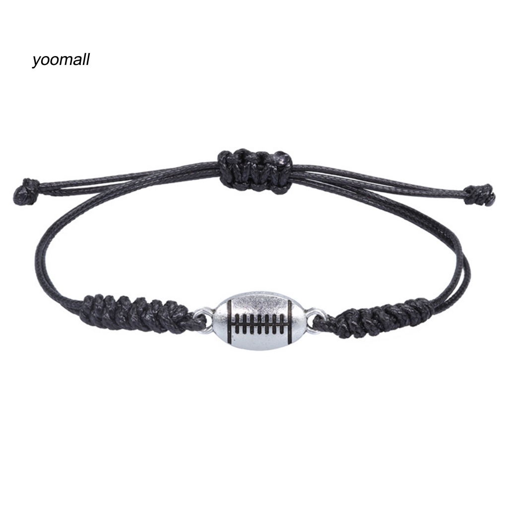 Vòng Đeo Tay Dây Sáp Bện Unisex Có Thể Điều Chỉnh Hình Quả Bóng Đá Thể Thao