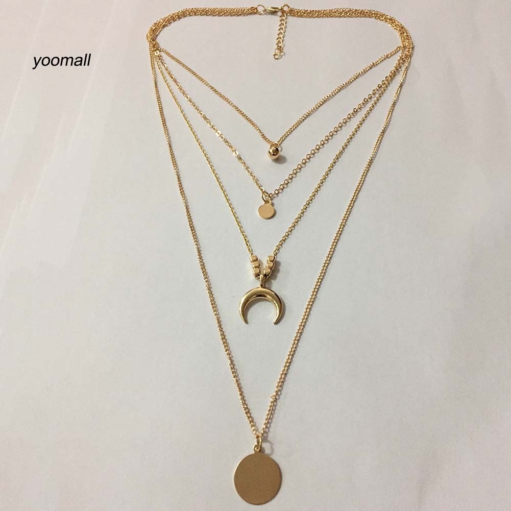 Vòng cổ Nhiều Lớp Mặt Trăng Khuyết Thời Trang Cho Nữ