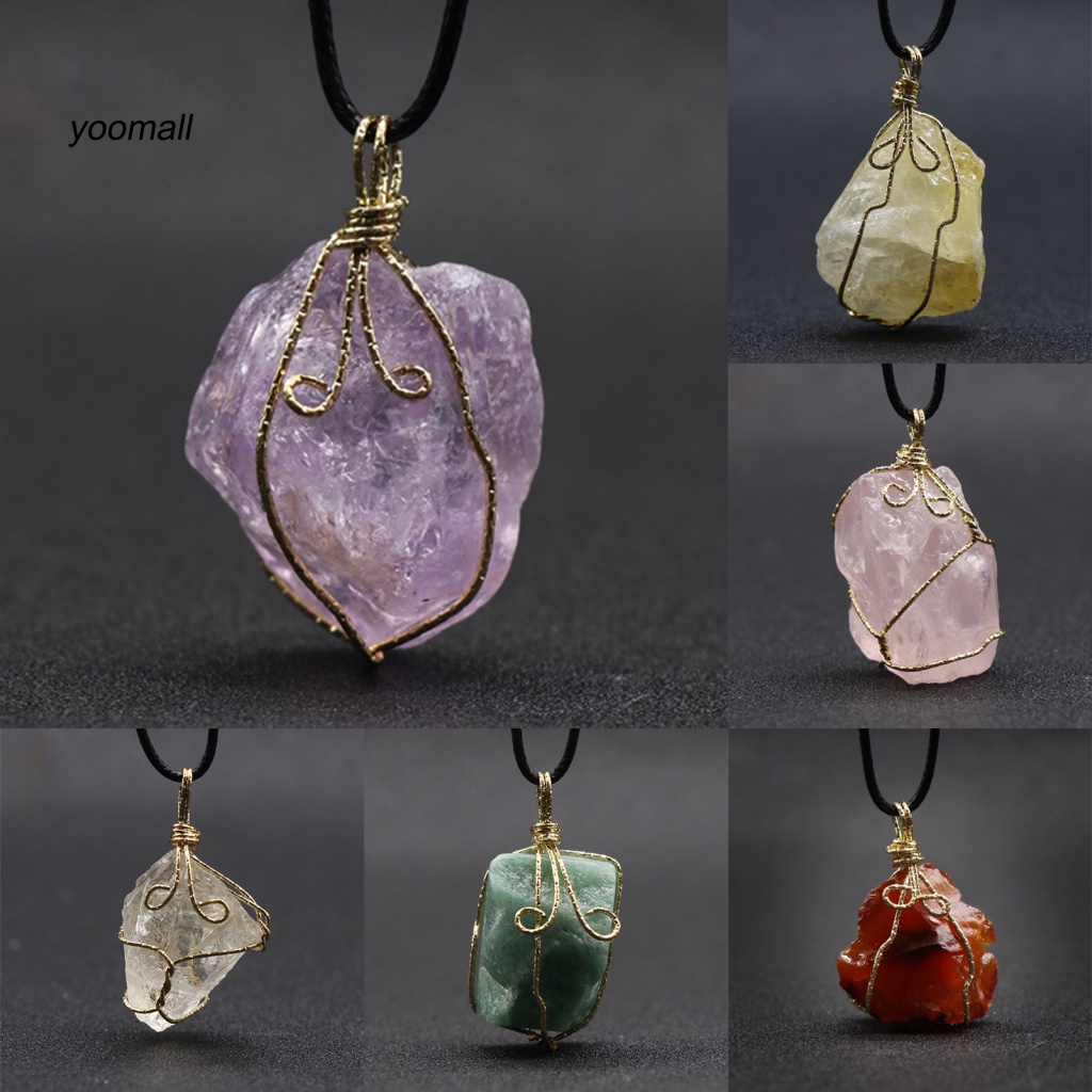 Vòng cổ Mặt Đá Pha Lê Nhân Tạo Màu Sắc Tươi Sáng Dành Cho Nam Và Nữ