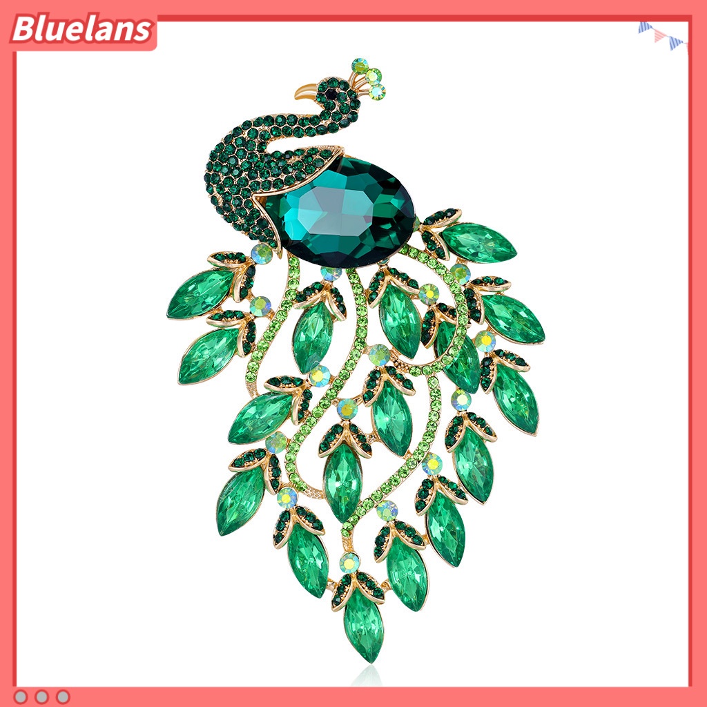 Ghim Cài Áo Hình Chim Công Đính Đá Phong Cách Retro