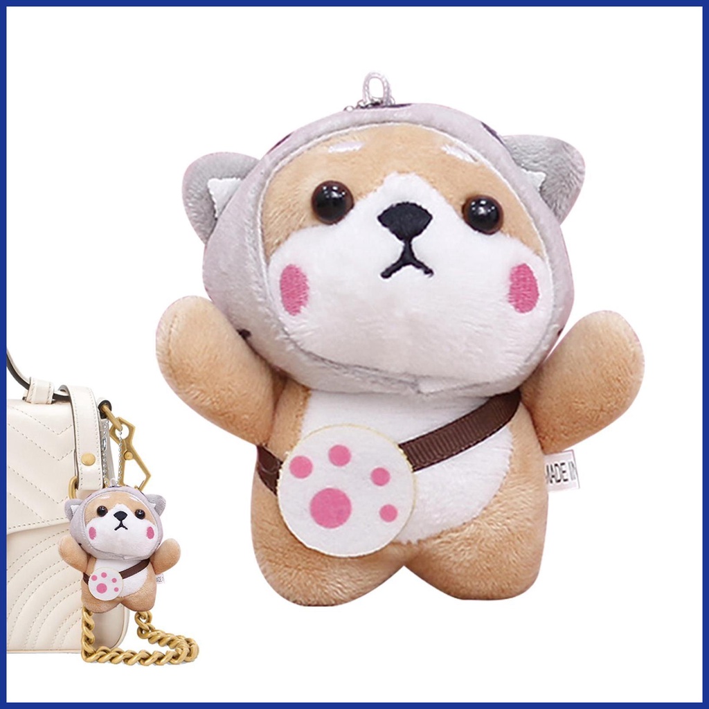 Móc Khóa Hình Chó Shiba Nhồi Bông Màu Sắc Tươi Sáng