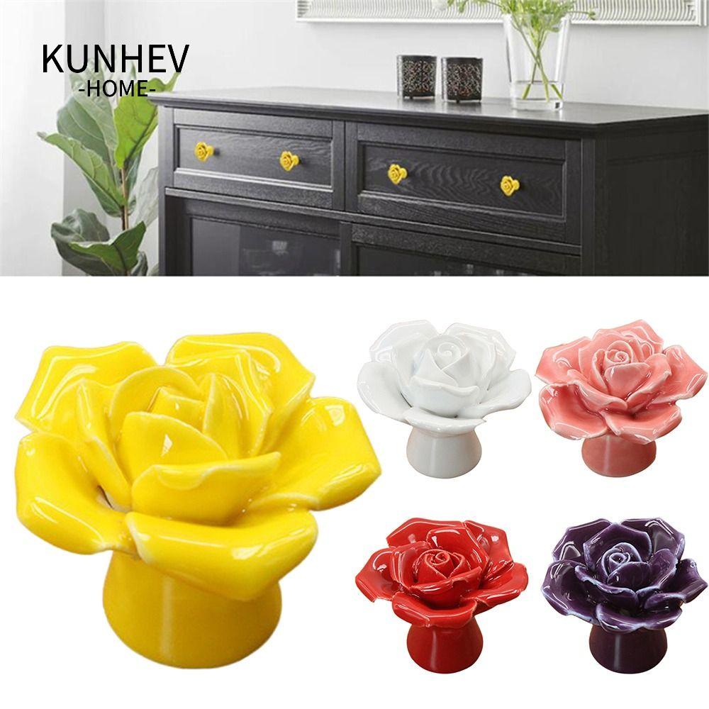 KUNHEV Bộ 2 Tay Nắm Cửa Tủ Thời Trang Bằng Gốm