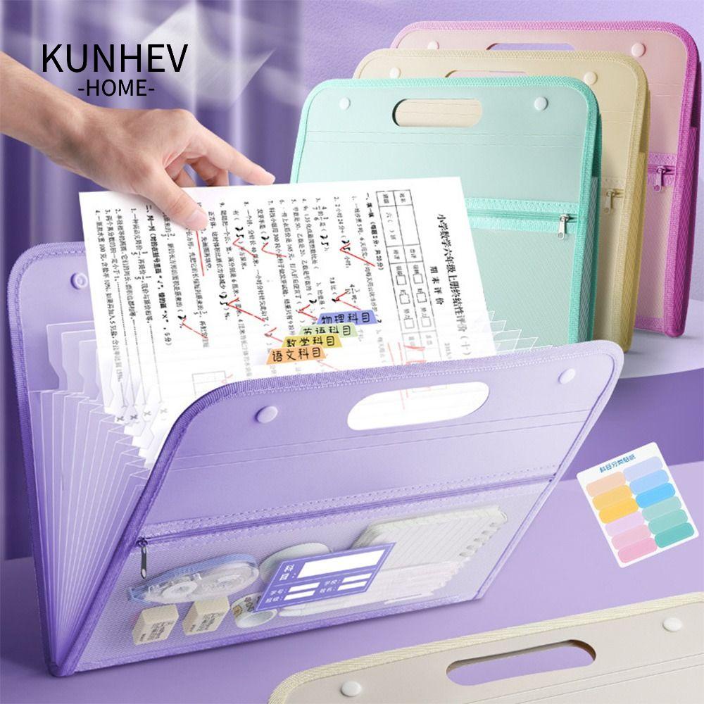 KUNHEV Bìa Đựng Tài Liệu Khổ A4 13 Ngăn Chống Thấm Nước Tiện Dụng