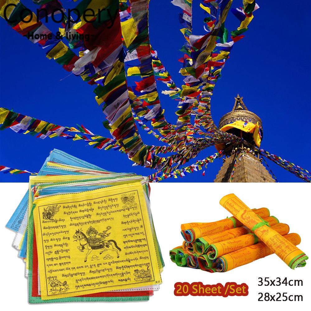 CONOPERY Set 20 Lá Cờ Phật Giáo Bằng Lụa Nhân Tạo Trang Trí Sân Vườn