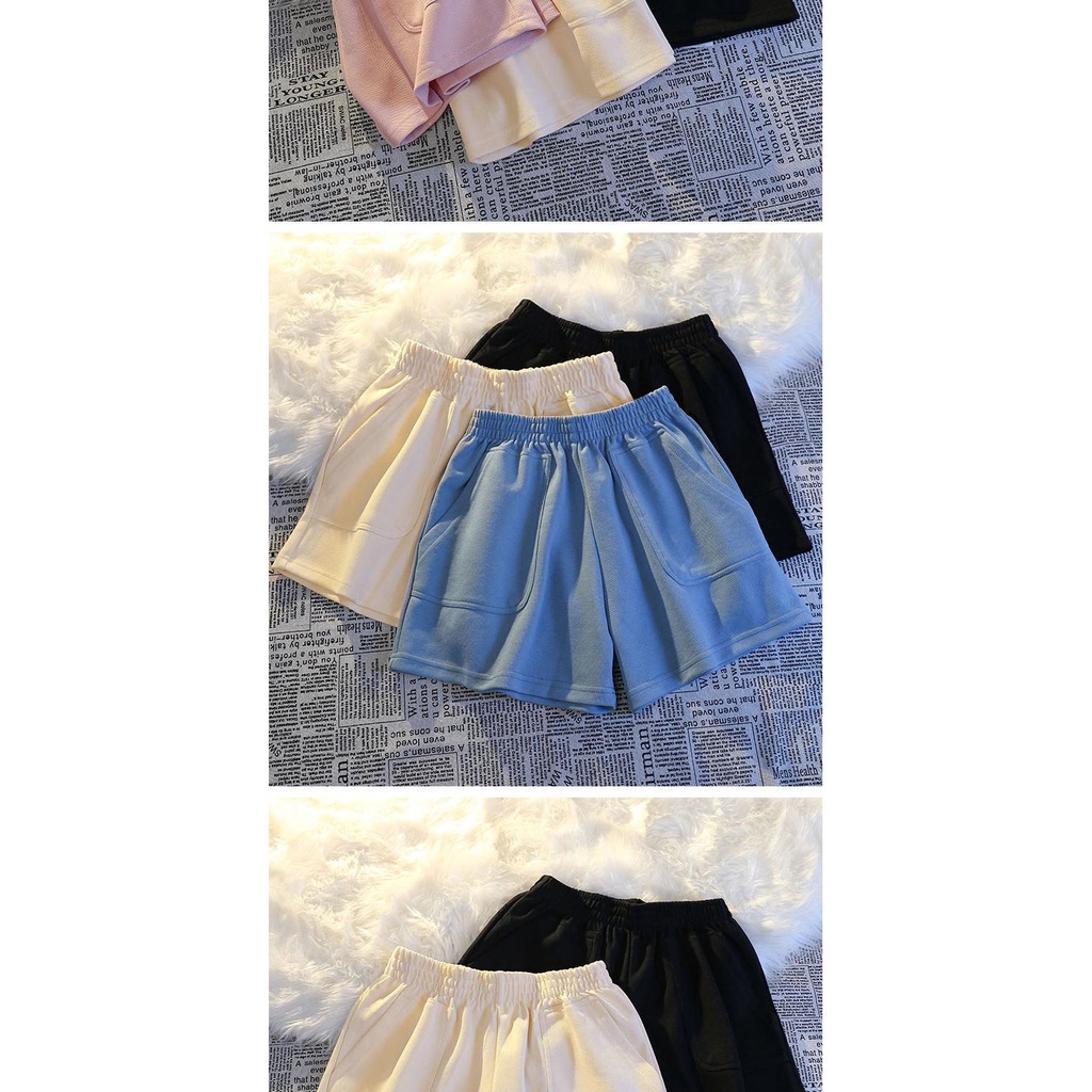 Quần Short Ống Rộng Lưng Cao Phong Cách Hong Kong Thời Trang Mùa Hè Cho Nữ
