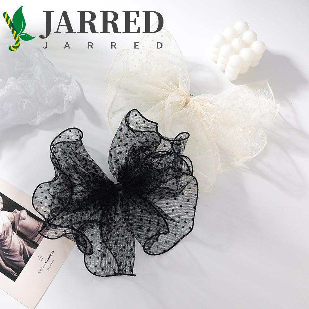 Kẹp Tóc Đuôi Ngựa Bằng Vải Lưới Họa Tiết Chấm Bi Xinh Xắn Giá Đỡ