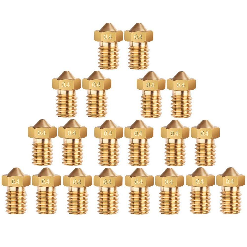 Set 20 Đầu Phun M6 0.4mm V6 Bằng Đồng Thau Cho Máy In 3D 1.75mm