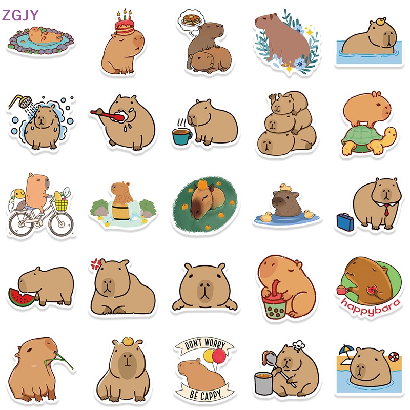 Bộ 50 Sticker Capybara Dễ Thương Dán Trang Trí Điện Thoại / Guitar / Sổ Tay Mới