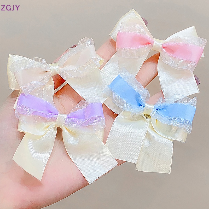 Kẹp Tóc Nơ Lưới Thời Trang Ngọt Ngào Cho Bé Gái Mới