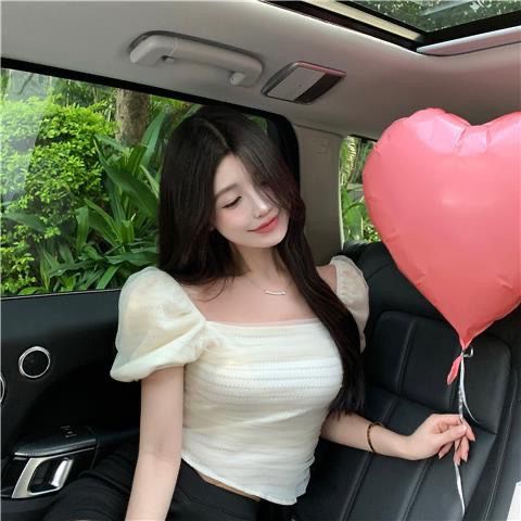 Áo Kiểu Ngắn Tay Trễ Vai Phối Lưới Gợi Cảm Cho Nữ