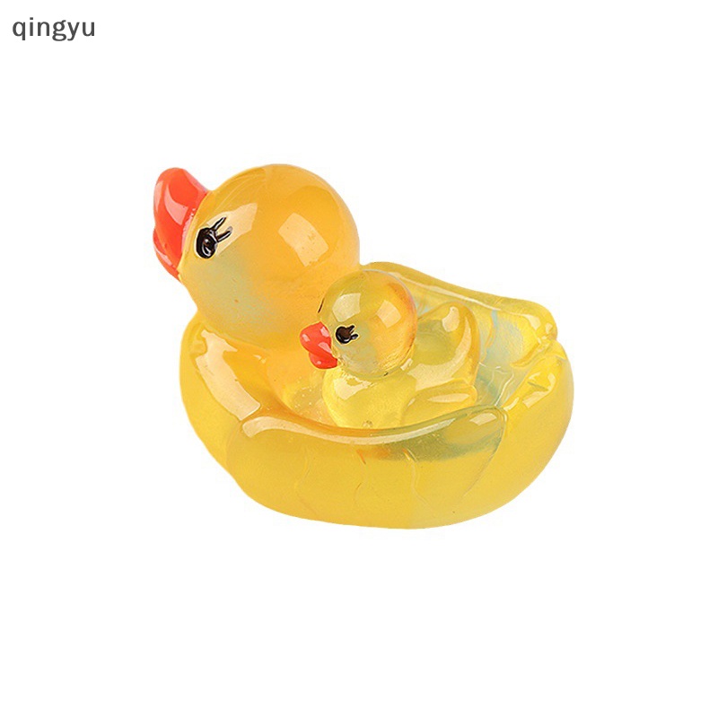 1 Bộ Mô Hình Vịt / Ếch Mini Bằng Nhựa Resin Phát Quang Trang Trí Bảng Điều Khiển Xe Hơi