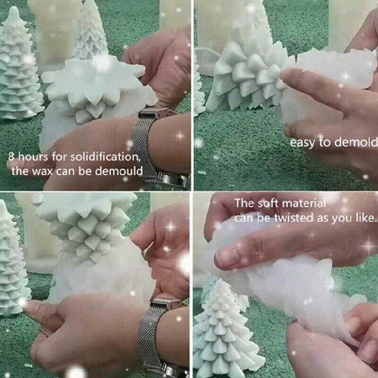 New 3D Christmas Tree Candle Mold Silicone DIY Crafts Molds Decor Making Mould
