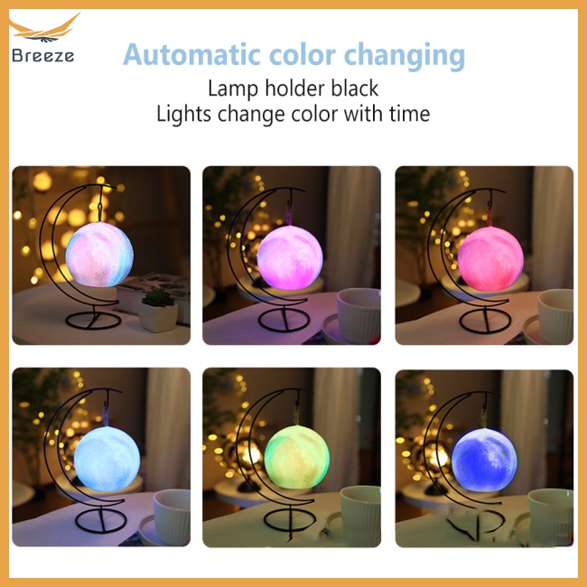 Đèn Ngủ Hình Mặt Trăng 3d Thay Đổi Màu Sắc Trang Trí Phòng Khách