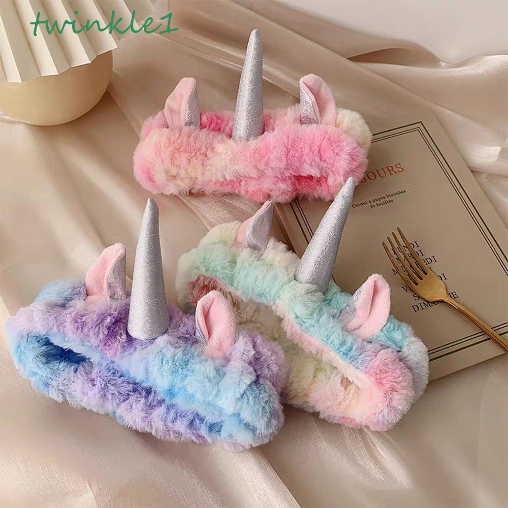TWINKLE Băng Đô Cài Tóc Rửa Mặt Bằng Lông Cừu San Hô Hình Kỳ Lân Lấp Lánh Dễ Thương Vui Nhộn Hợp Thời Trang